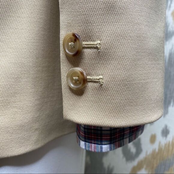 Ralph Lauren Collection ~ Beige Stretch Wool Lamb Leather Trim Equestrian Jacket - Picture 6 of 16